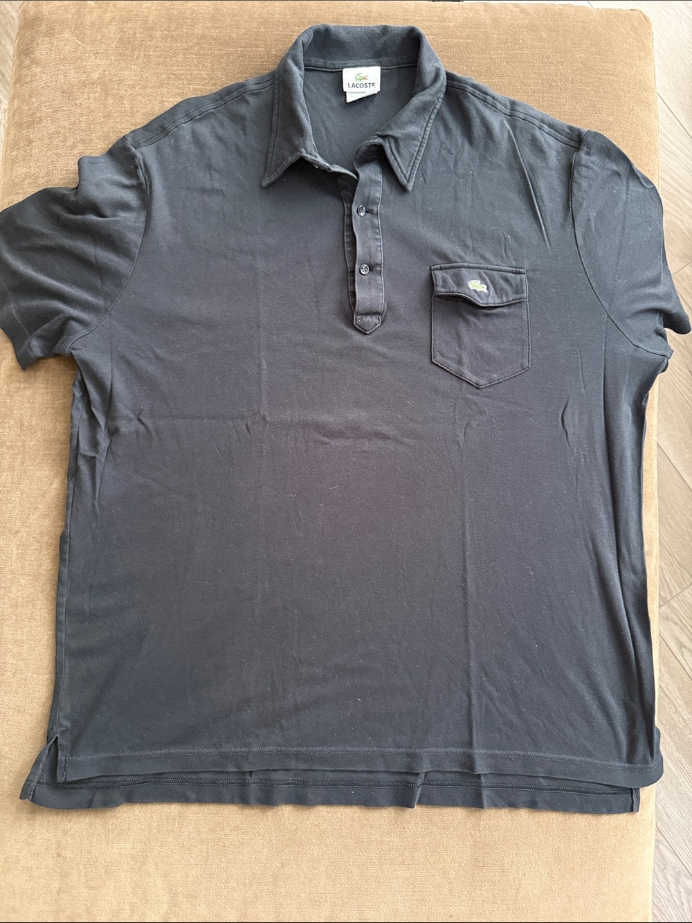 Lacoste Men’s Black Short-Sleeve Polo with Chest Pocket